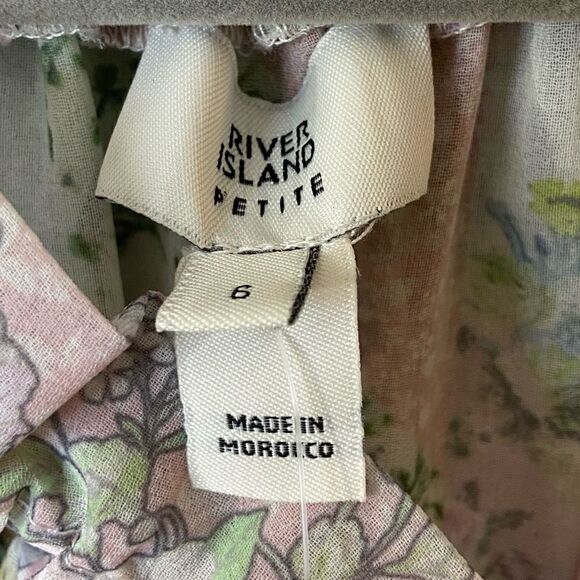 NWT River Island Maxi Blue Dress Petite Floral Bardot Size 2 - Picture 14 of 14